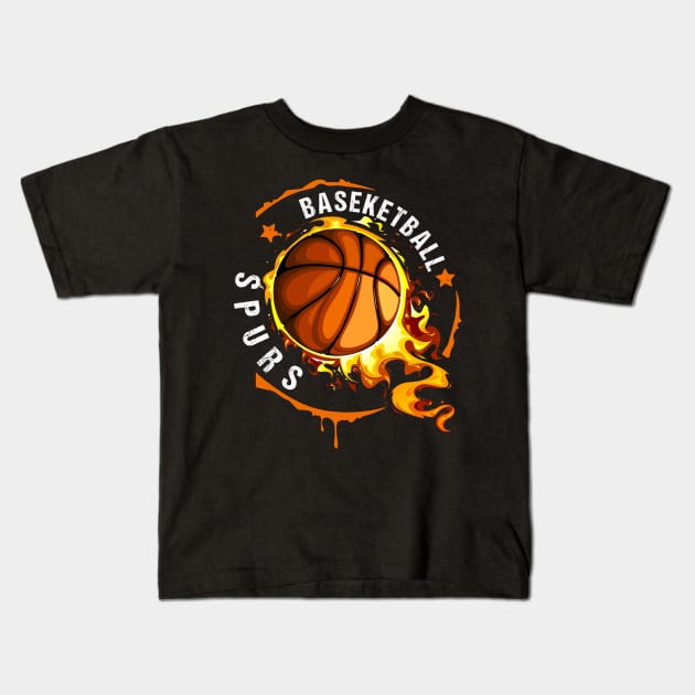 Graphic Basketball Name Spurs Classic Styles Team Kids T-Shirt by Frozen Jack monster